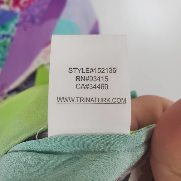 Trina Turk silk tank top colorful geometric floral pattern small - Picture 5 of 5
